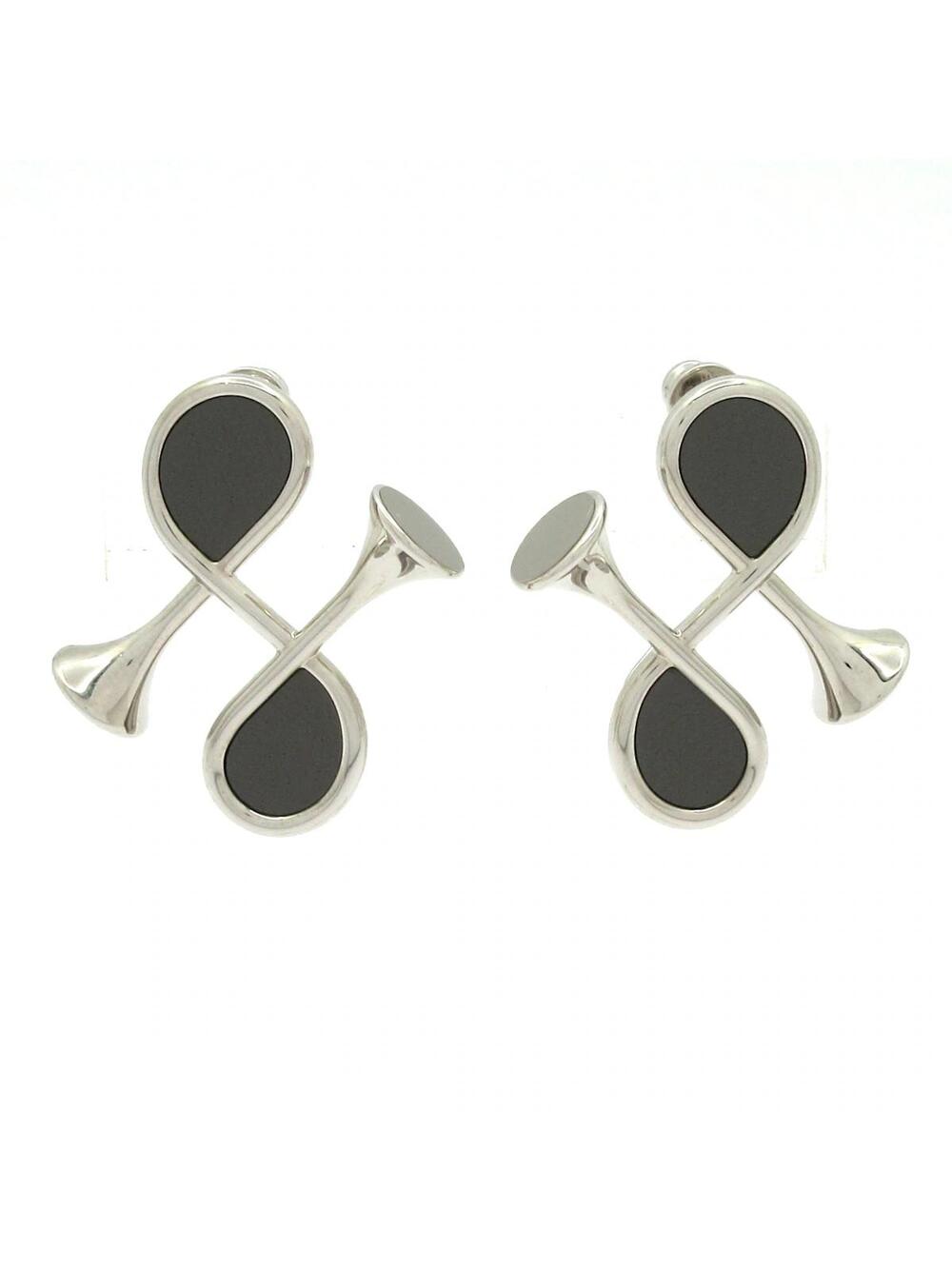 Hermes Cor H Silver Hardware Earrings #368598H96B